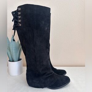 New Naughty Arctic Soltice Monkey Black Suede Knee High Shaft Boots Women’s 7.5M